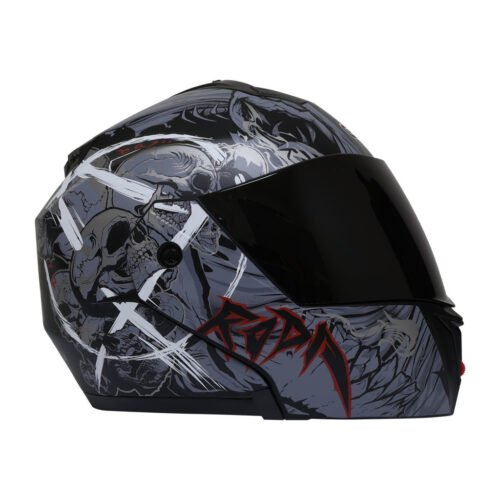 CASCO RODA REVENGE NEGRO ROJO MATE FATALIKA MICA HUMO ABATIBLE SVS