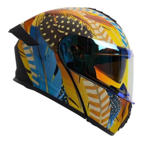 CASCO RODA PILOT NARANJA MATE FEATHER MICA AZUL ABATIBLE SVS