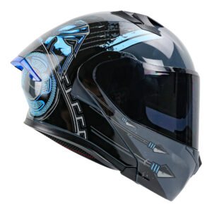 CASCO RODA RUSH GRIS/AZUL CLEOMEN MICA HUMO ABATIBLE SVS